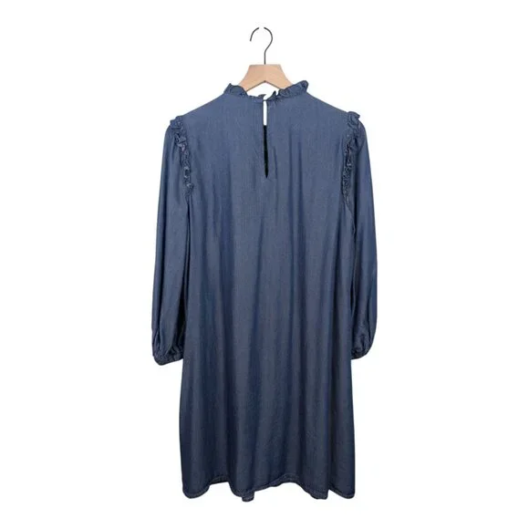 Kate Spade ♠️ Embroidered Indigo Chambray Dress | Medium | Rare Style - Picture 4 of 9